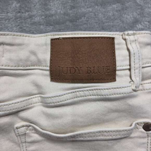 Judy Blue Jeans Womens 13/31 Off White Straight Fit Raw Hem Stretch JB82532C - Picture 6 of 11